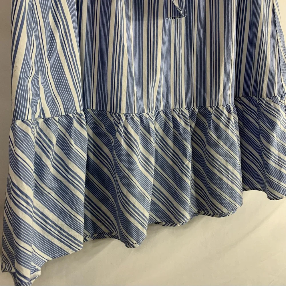 J. by J. Crew Blue White Striped Midi Skirt with Bow Waist, Size 2 - Picture 3 of 11